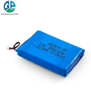 China 3.7v Li Polymer Battery 3000mah Power Source Overcharge Protection factory