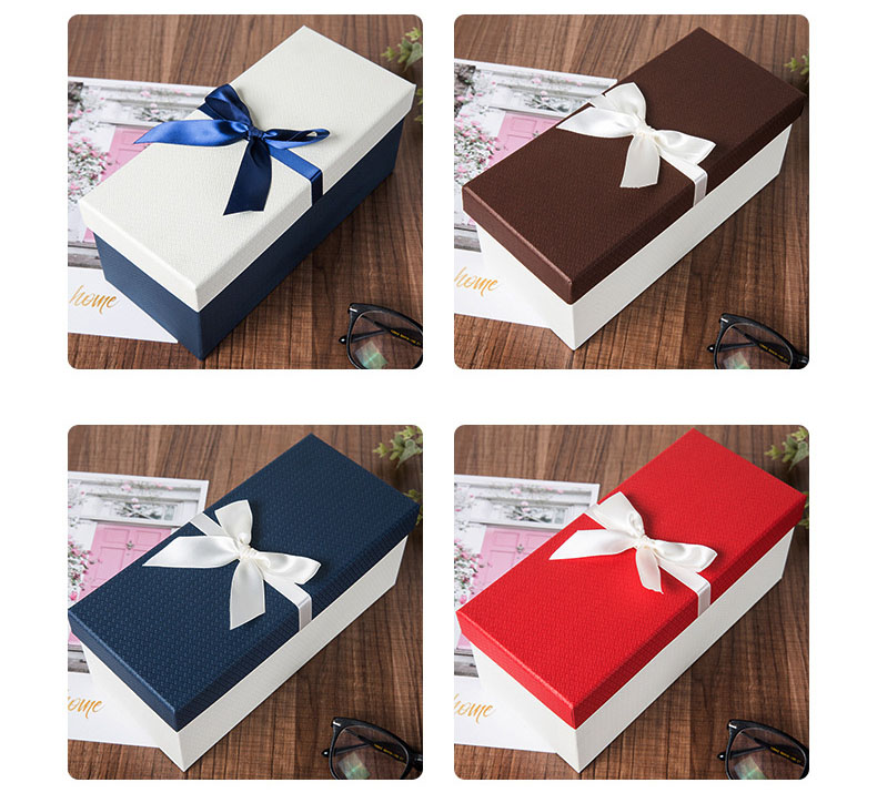 Custom Order Empty Cardboard Wedding Gift Box with Bow Tie and Ribbon Logo Printing