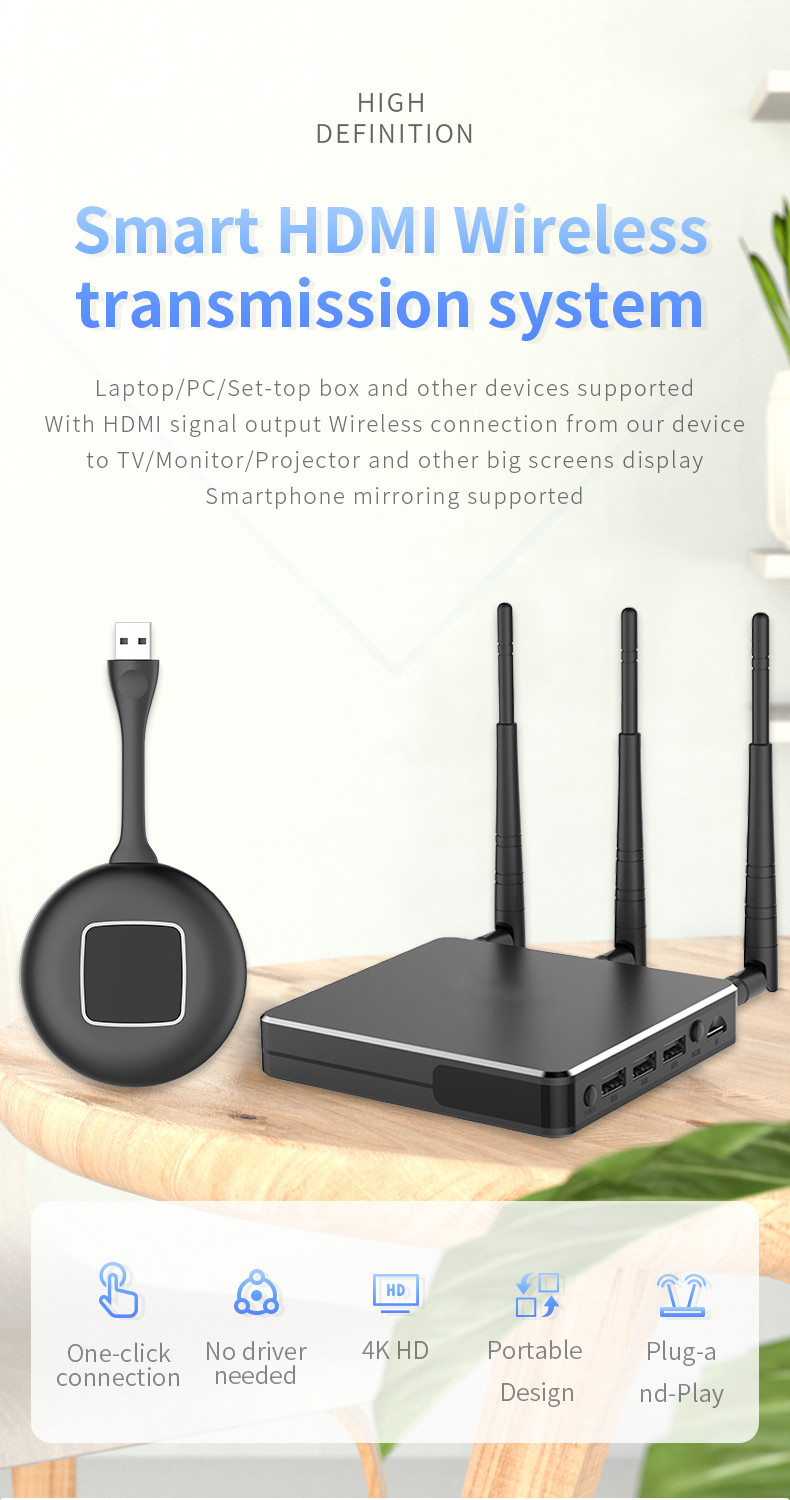 50m Wireless HDMi Transmitter , 30hz Hdmi Wireless Sender And Receiver