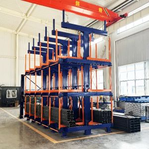 B52: Long Material Storage Roll out Cantilever Rack Bar Stock & Pipe Roll out