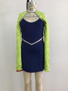 China Exotic Dancer Outfits Green + Blue Color Ice Silk Material Ce Certification factory