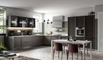 L Shaped Melamine Kitchen Cabinet Modern Dark Grey Kitchen Cabinets Customized