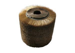 China Brass Copper Wire Crimped Rotating Cylindrical Roller Brush factory