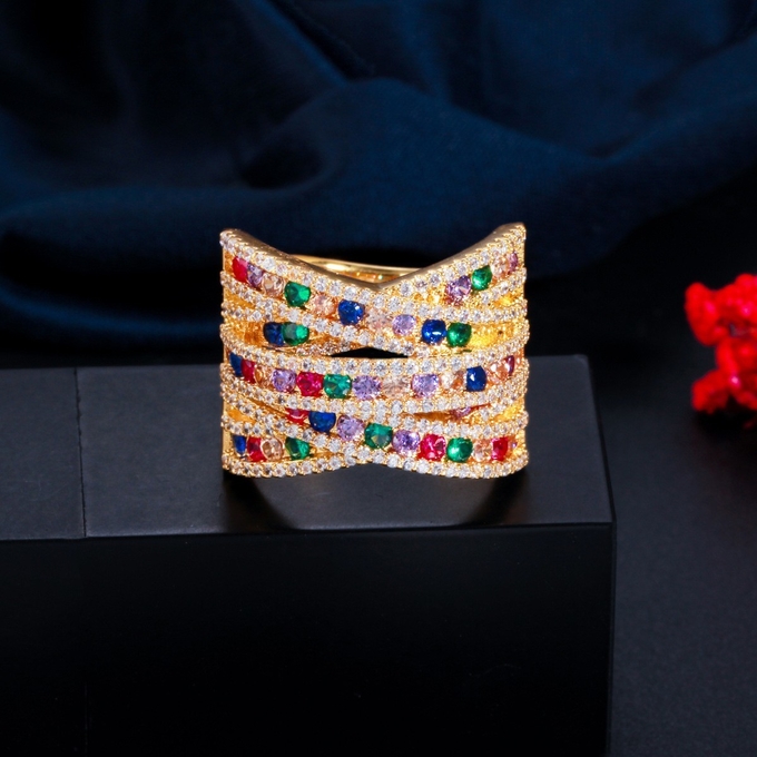 Zirconia Classic CZ Zircon Ring Tennis High Quality Ring CZ Gold Ring Wedding Bridal Jewelry