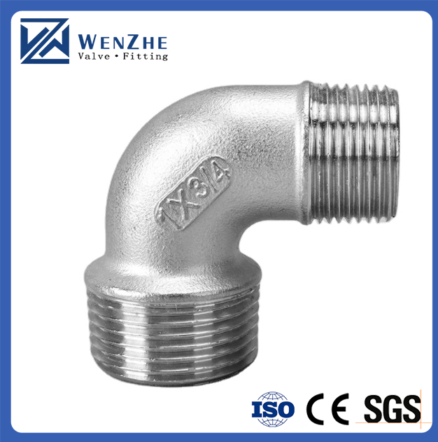 1/2' 1.0' RTS Stainless Steel 304 Pipe Fittings Double Male Threaded 90 Degree Elbow