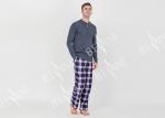 Trendy Mens Jersey Pyjamas Long Sleeves Tee And Woven Yarn Dyed Flannel Long