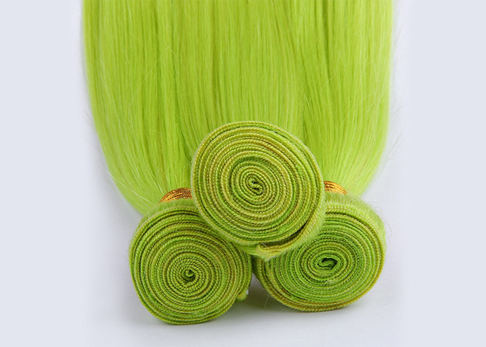 Fluorescent Green Virgin Human Hair Extensions No Shedding 100g / Pack