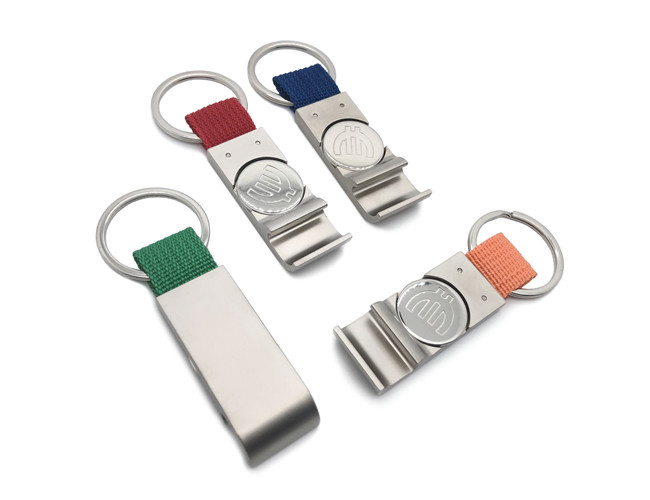 Nylon PU Metal Keychain Holder Shopping Trolley Coin Bottle Opener Keyring