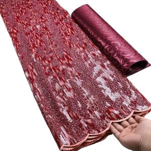 China New style colorful clothing dubai sequins lace african lace for wedding boubou senegalais factory