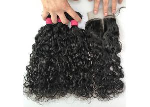 China 100% Virgin Peruvian Water Wave Human Hair With Closure Undyed Color factory