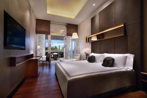 China Hotel Room Furniture Fabric Upholstered Wall Panel for Bed Headboard with Hanger cabinets and Combined Working desk factory