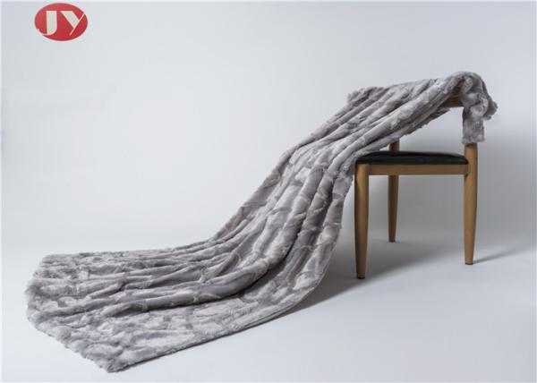 Luxury Gray Stone Embossed Plush Fur Blanket Animal Fur Winter Harmless Super