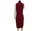 Burgundy High Neck High Neck Casual Dresses , Comfortable B Slim Dresses For