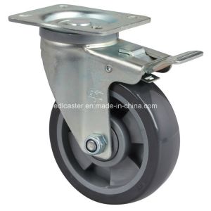 China Ball Bearing Plate Brake PU Caster 6425-76 Edl Medium 5 with Maximum Load of 200kg on sale