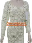 Women Fashion Crochet Shoulder Strapless Knitted Sweater Long Sleeved Embroidery