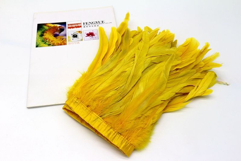 Length 1 Meter Rooster Coque Feather Fringe Trim with Satin Ribbon