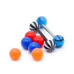 Acrylic Surface Tongue Piercing Jewelry 316 Stainless Steel 14 Gauge 16mm