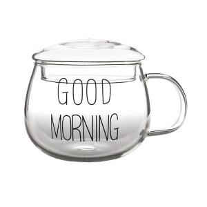 China 360ml Microwave Safe Glass Coffee Cup Big Belly Drinkware With Handle / Lid factory