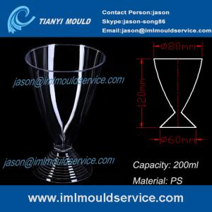 China PS 200ml 7oz clear disposable red/white wine glasses /cup mould/plastic martini cup mold factory