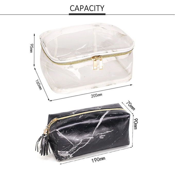 Black Travel Portable Waterproof PVC Makeup Handle Bag