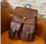32cm Womens Waterproof Backpack Niche Vintage Leather Schoolbag