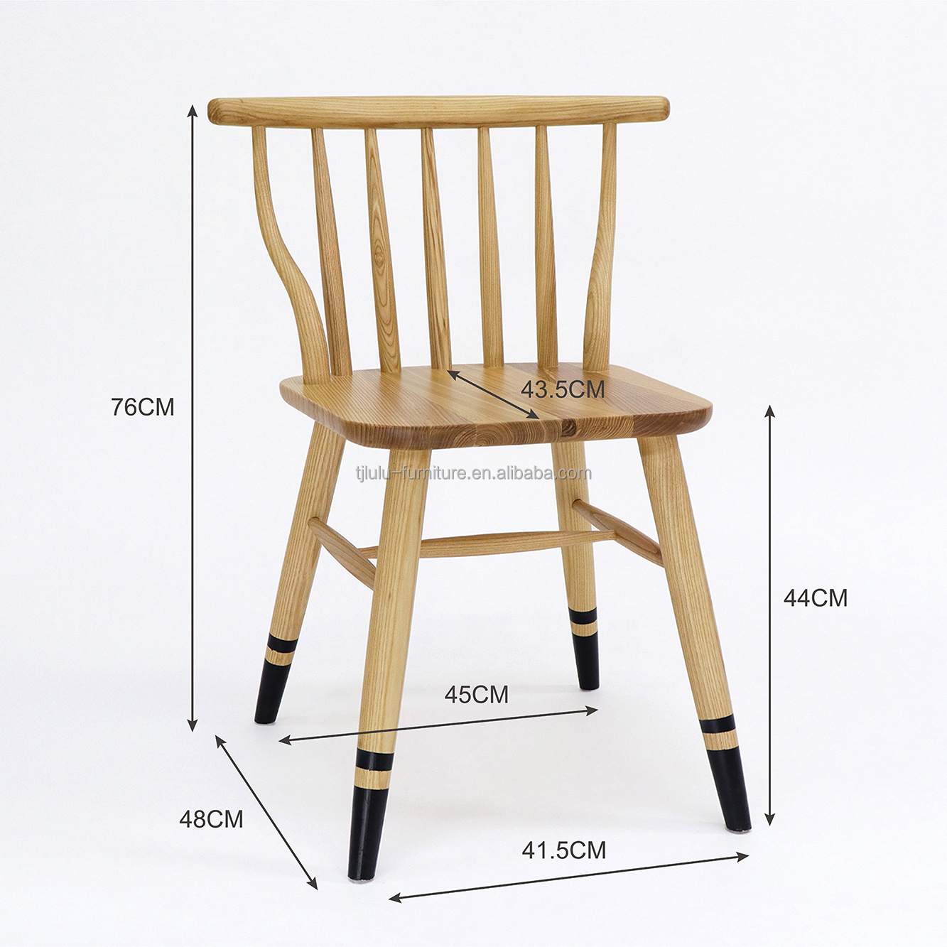 Natural Walnut Vintage Wooden Classic Customized Solid Wooden Dining Chair for Restaurant W41.5*D48*H76CM