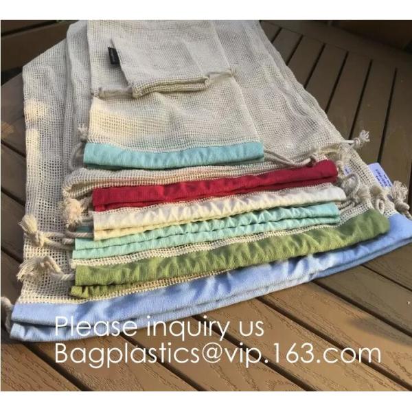 Portable/Reusable/Washable Cotton Mesh String Organic Organizer Shopping Handbag Long Handle Net Tote (Grey Blue/Black/B