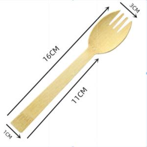 China 16cm Disposable Bamboo Cutlery Biodegradable Sporks Bulk For Cake Salad factory