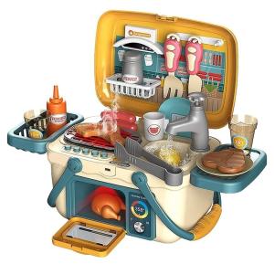China Kitchen Set Toy Preschool Toy for Girls Boys Pretend Play Cooking Utensils Cutlery Food Shopping Basket Learning Gift factory