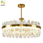 Dimmable Gold Round K9 Crystal Hanging Ceiling Light Modern Crystal Chandeliers