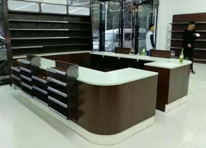 China Eco Friendly Supermarket Checkout Counter 2 Meter Cashier Counter factory