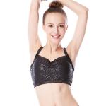 Bras Top Crop Top Girls Dance Wear Gym Spandex Sequin Crop Top With Black Edge