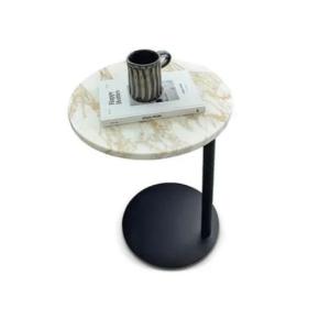 China Flexible C Table Sofa Chair White Marble Finish Iron Base Side Table factory