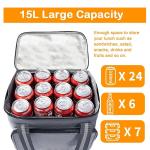 Thermal Cooler Insulation Bags For Picnic 15L Big Capacity Grey