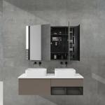 LED Medicine Cabinet with Touch Control Hair Dryer Holder & Scented Mood Light