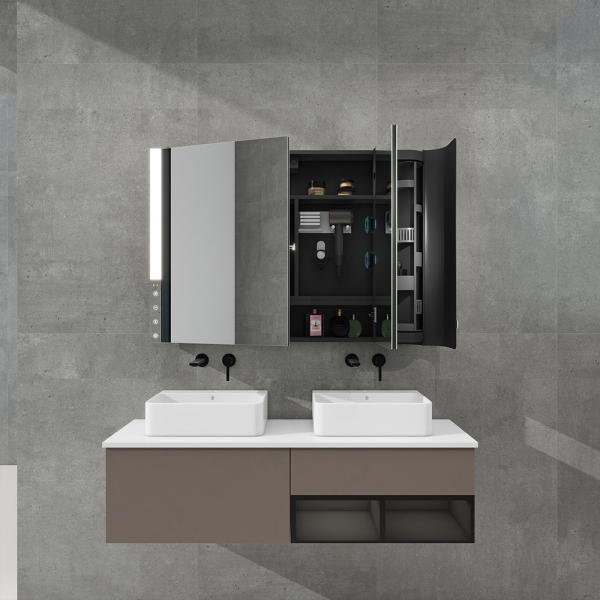LED Medicine Cabinet with Touch Control Hair Dryer Holder & Scented Mood Light