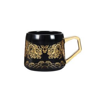 Food Safe Color Changing Ceramic Coffee Mug With Golden Handle Customisable Capacity