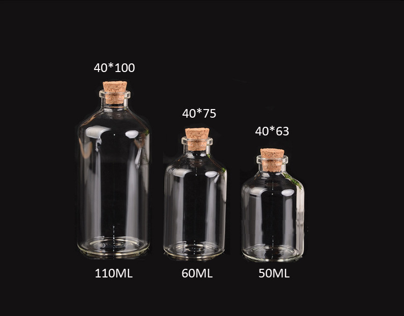 40mm Good Quality Glass Jars Bottles with Cork lid, for Messages, Wedding Wish, Jewelry