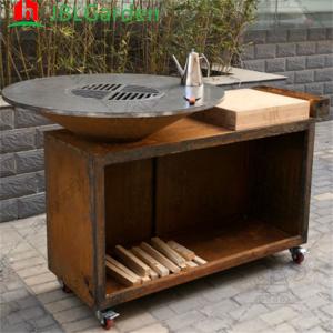 China Antiwear Corten Steel Portable Wood Burning BBQ Grills 1330*500*1000mm factory
