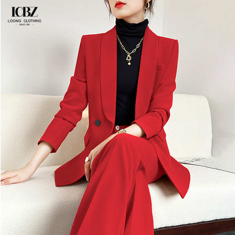 Spandex / Bamboo Fiber High Cut V-Neck White Business Formal Pants Suits for Women