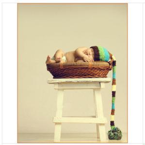 China newborn baby long tail hat cap blue colorful Photography Prop Crochet Hats factory