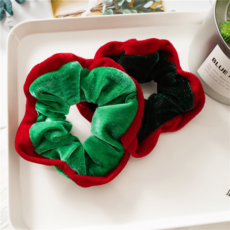 Girl Christmas Hair Accessories Band Ties Elastic Contrast Headband Velvet Scrunchies 10cm