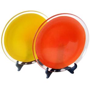China 10 Inch Transparent Edge Tinting Color Glass Charger Plates factory