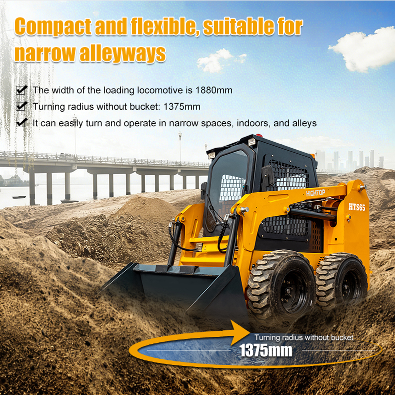 HTS65 Skid Steer Loader with 900kg Rated Load or Construction and Landscaping