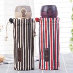 Waterproof Cotton Drawstring Stripe Water Glass Bottle Cover Carry Bag