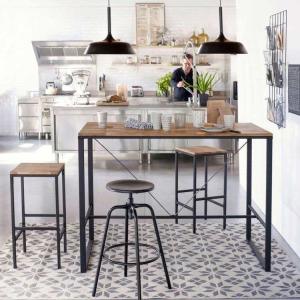 China Industrial Style Bar Table Stool Set Wooden 1.2m With PVC Edging factory