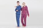 Lovers Pyjamas Cotton Yarn Dyed Check Flannel Long Sleeve Long Pants Satin