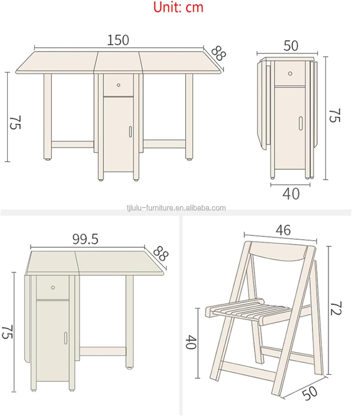 Solid Wood Nordic Design Foldable Dining Chair in Natural/Customize Color