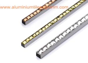 China Sparkle Glitter Glass Mosaic Tile Sheets Metal Edge As Listello Line / Border factory