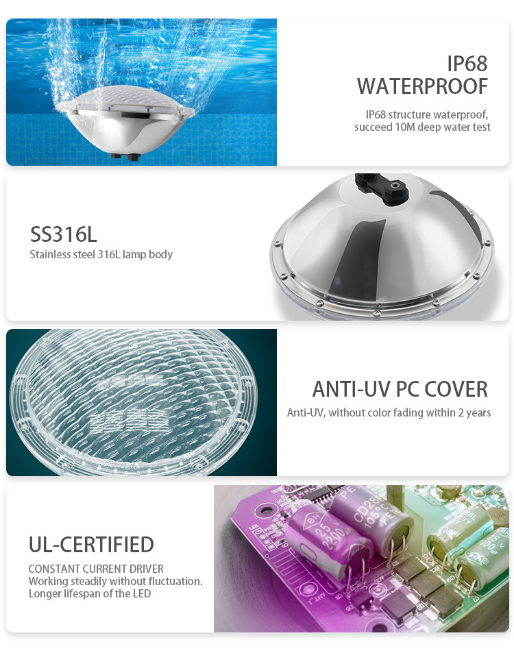 Jandy White PAR56 LED Swimming Pool Bulb Lamp IP68 Waterproof 120° Angle SMD5730